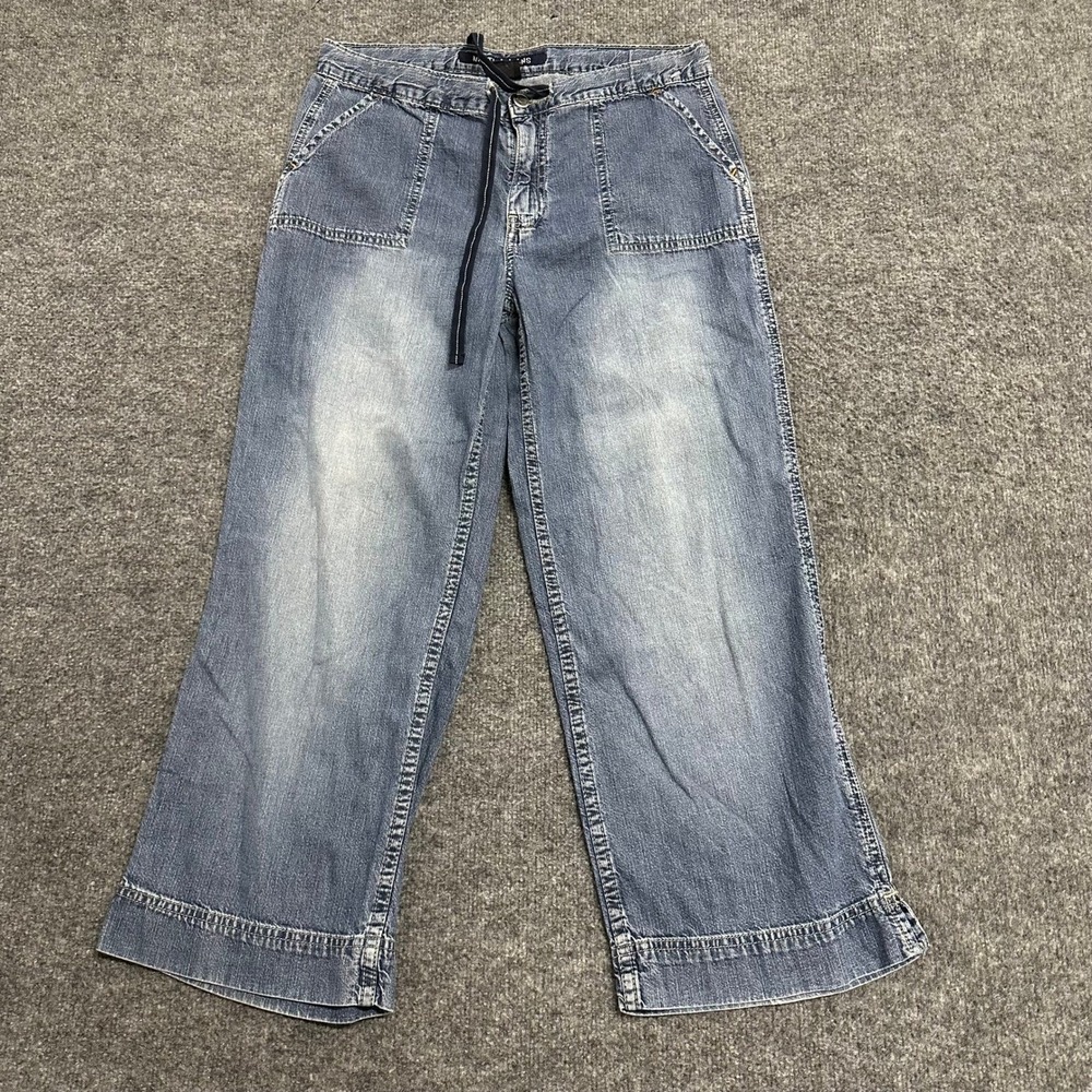 Nautica Jeans Pants Womens Size 8 Blue Denim Wide Leg Relaxed Drawstring Cotton